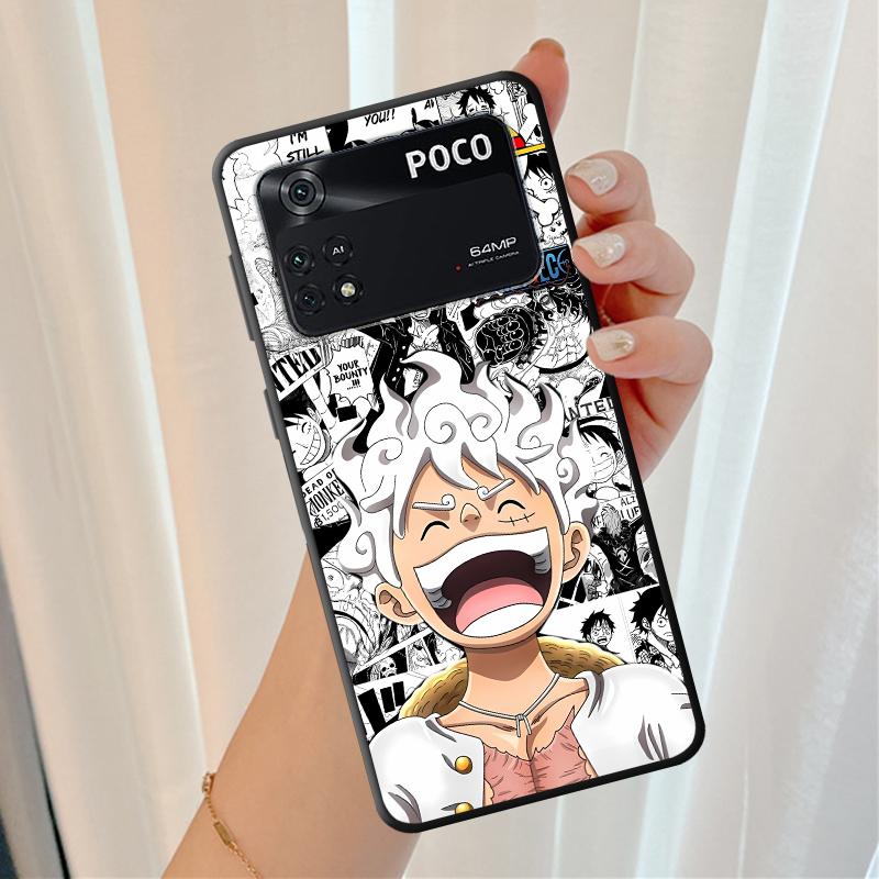Black Soft Shell Case for Xiaomi Poco F3 F7 X4 Pro X3 NFC C40 C50 M3 M4 Pro X7 C71 C75 X5 M5s M7 C51 C61 One Piece Luffy Anime