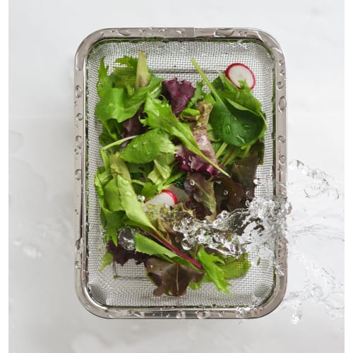 Yoshikawa Stainless Steel Colander, Made In Japan, Square, Vegetable Drainer, 20.4cm Long X 14.8cm Wide X 5.4cm High, Medium