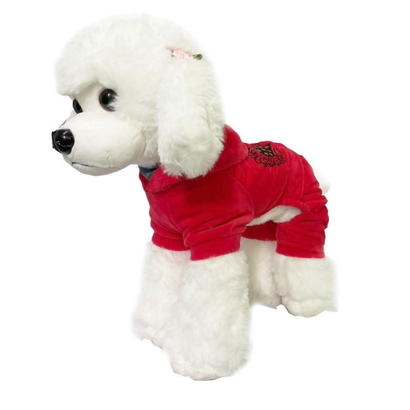 Warm Winter Pet Dog Cat Sweater Coat Small Breeds Like Bichon Yorkie Fleece Lined Velvet Four-Legged Outfit S M L XL