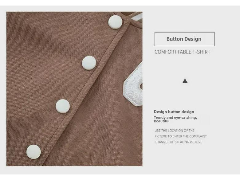 Корейская мода для девочек весна-осень 2024: Комплект из двух предметов: бейсбольная куртка и юбка на пуговицах