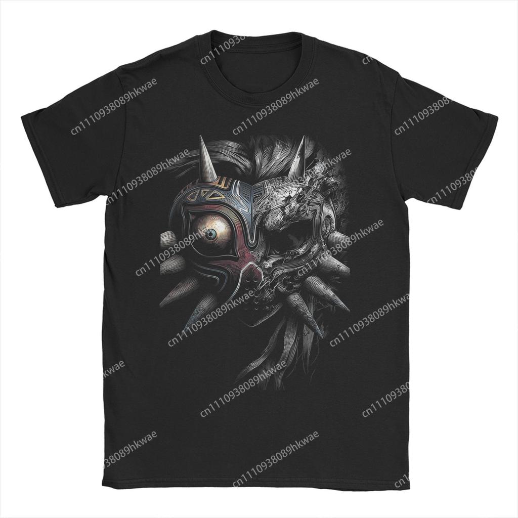 Vintage Eerie Tribal Face Majoras Mask Art Zeldas Legend TShirts Unisex 100 Cotton T Shirts Short Sleeve Tees Plus Size Tops
