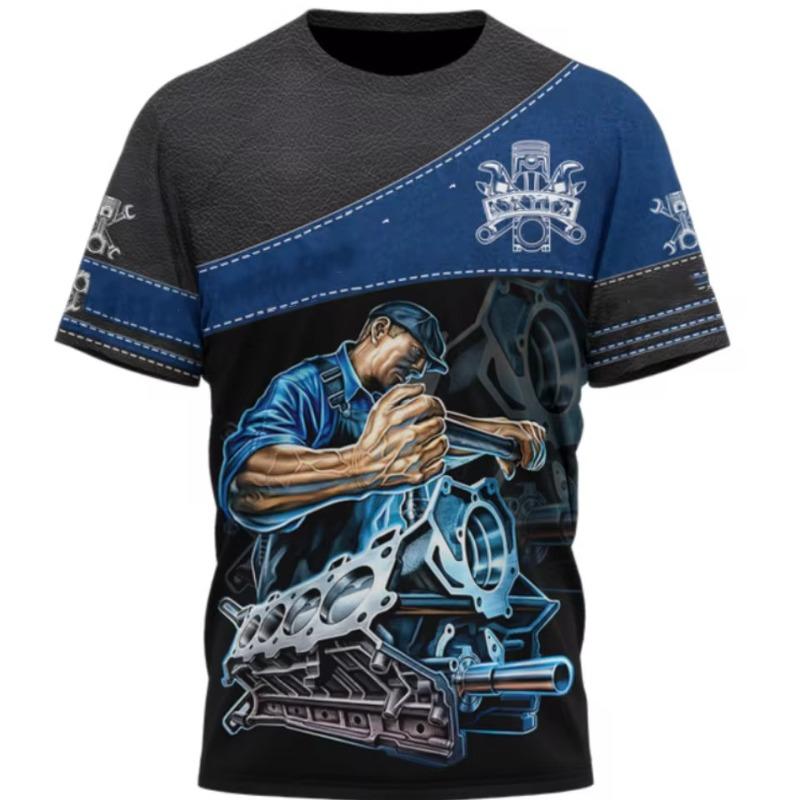 Men T Shirt Vintage T-shirt Summer Clothing Personalized Name Mechanic 3d Print Tops 6XL Street Casual Sports Oversized Pullover
