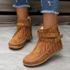 Spring Autumn Shoes for Women Bohemian Style Tassels Ankle Boots Women Retro Faux Suede Buckle Strap Woman Boots Botas De Mujer