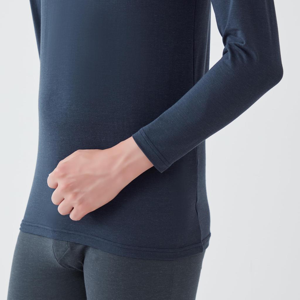 Gunze MCA608N Acedron Мягкий Эластичный Круглый Вырез Длинный Рукав Внутренний Полосатый Размер M Мужской Топ, Ткань, Белый,