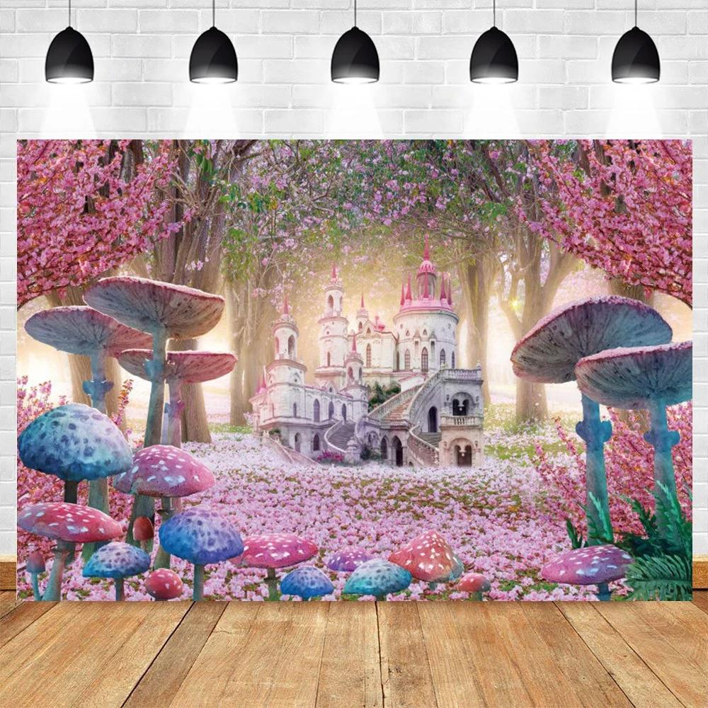 Spring Castle Floral Backdrop Wonderland Forest Flower Baby Kids Birthday Party Wedding Photography Background Decor Studio Prop7