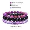 8mm Natural Stone Bracelet Set 3Pcs/set Rhodonite Rose Pink Quartzs Moonstone Amethysts Hematite Bracelets For Women Men Jewelry