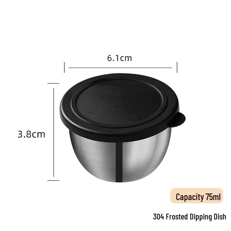 Stainless Steel Dipping Sauce Cup with Plastic Lid, Leak-Proof Seasoning Dish for Ketchup