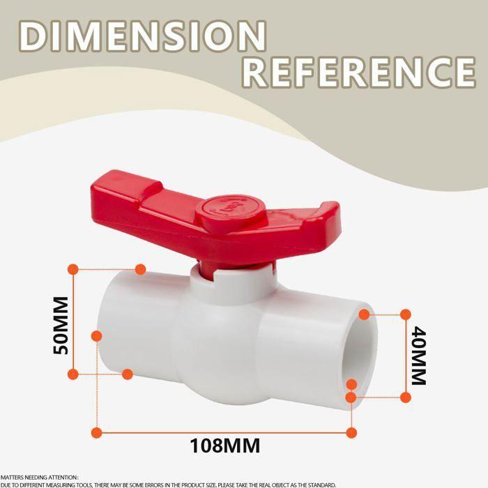 Pack 6 robinet à bille PVC 40 mm - vanne d'arrêt 90° pour eau, extérieur/intérieur