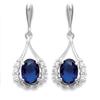 [J8741] - Silver Earrings 'Angélique' Silver-white Sapphire (rhodium-plated) - 24x10 Mm