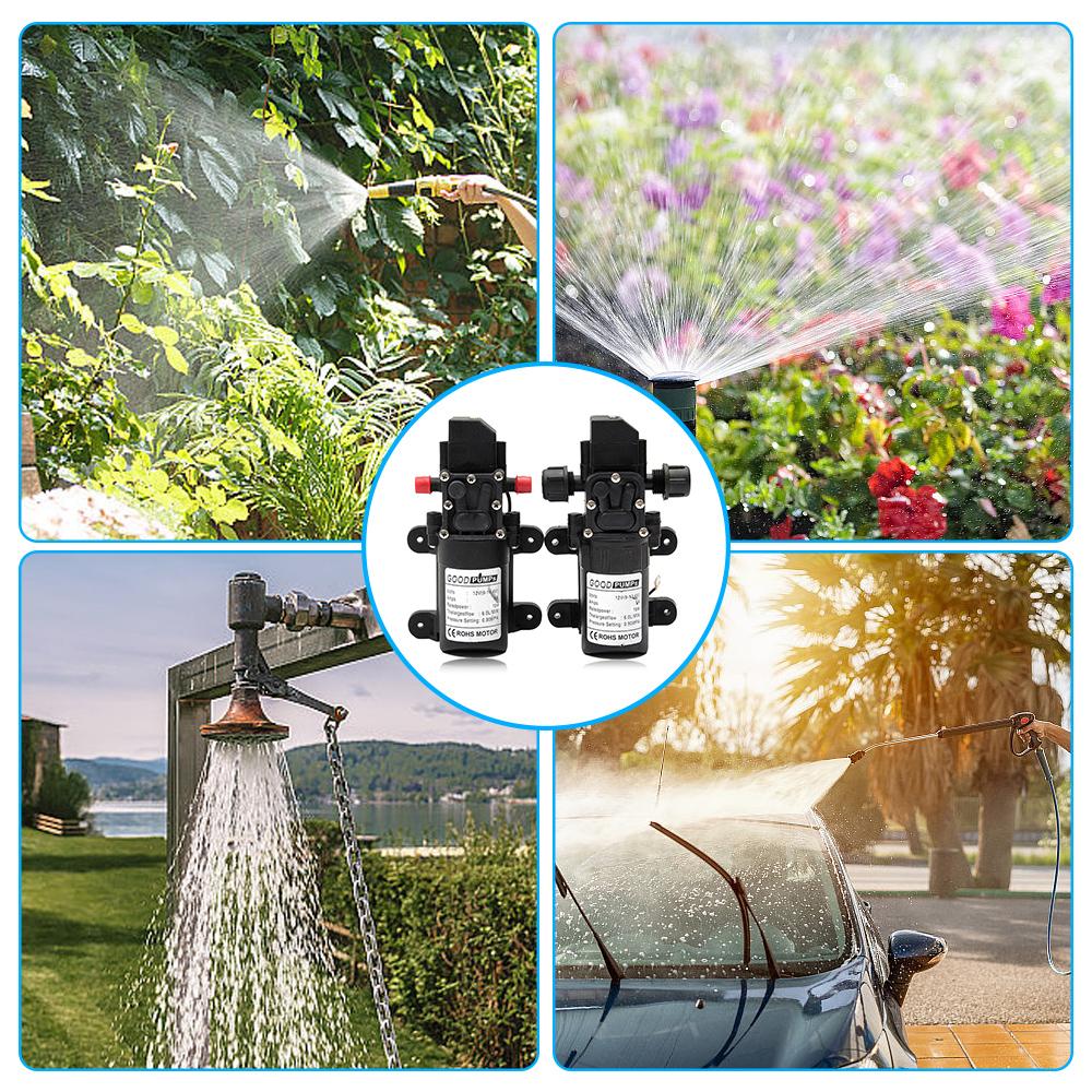 Electric Water Pump Black Micro High Pressure Diaphragm Water Sprayer Car Wash 12 V Adapter Agricultural DC12V 72W 120PSI 5L/MIN