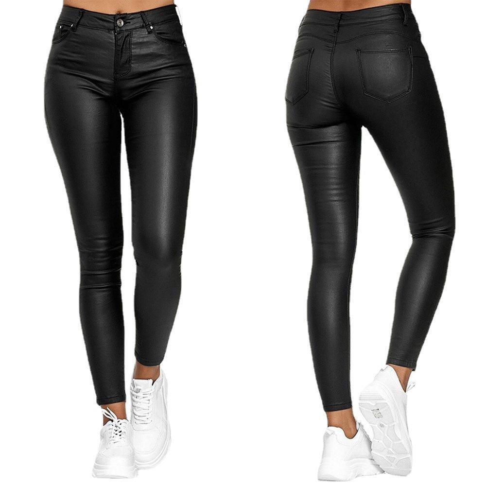 Женские укороченные брюки с высокой талией из ПУ-кожи Slim Fit 2026 - Универсальный повседневный стиль