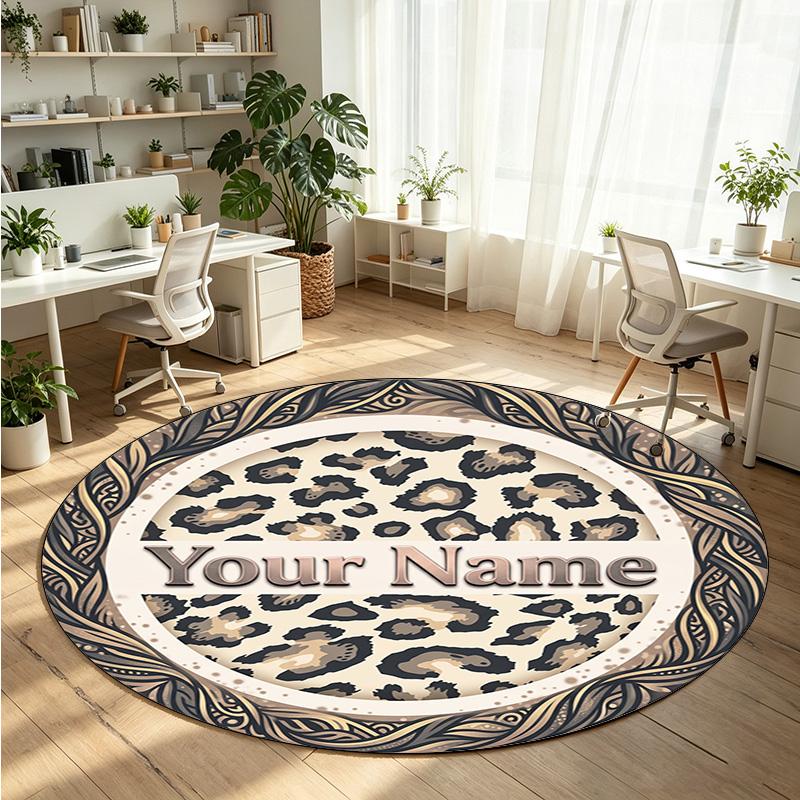 Mandala Ornament (360) Theme Round Crystal Velvet Rug Custom Name Text Personalized Floor Mat Home Decor Non Slip Crystal Carpet
