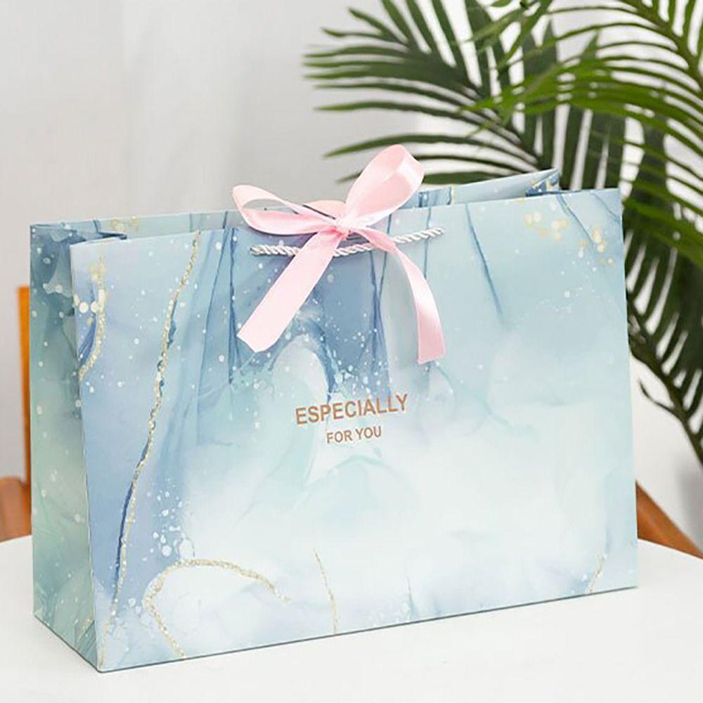 Multi-size Marble Printing Gift Bag Marble Pattern Handhold Tote Gift Wrapping Bag
