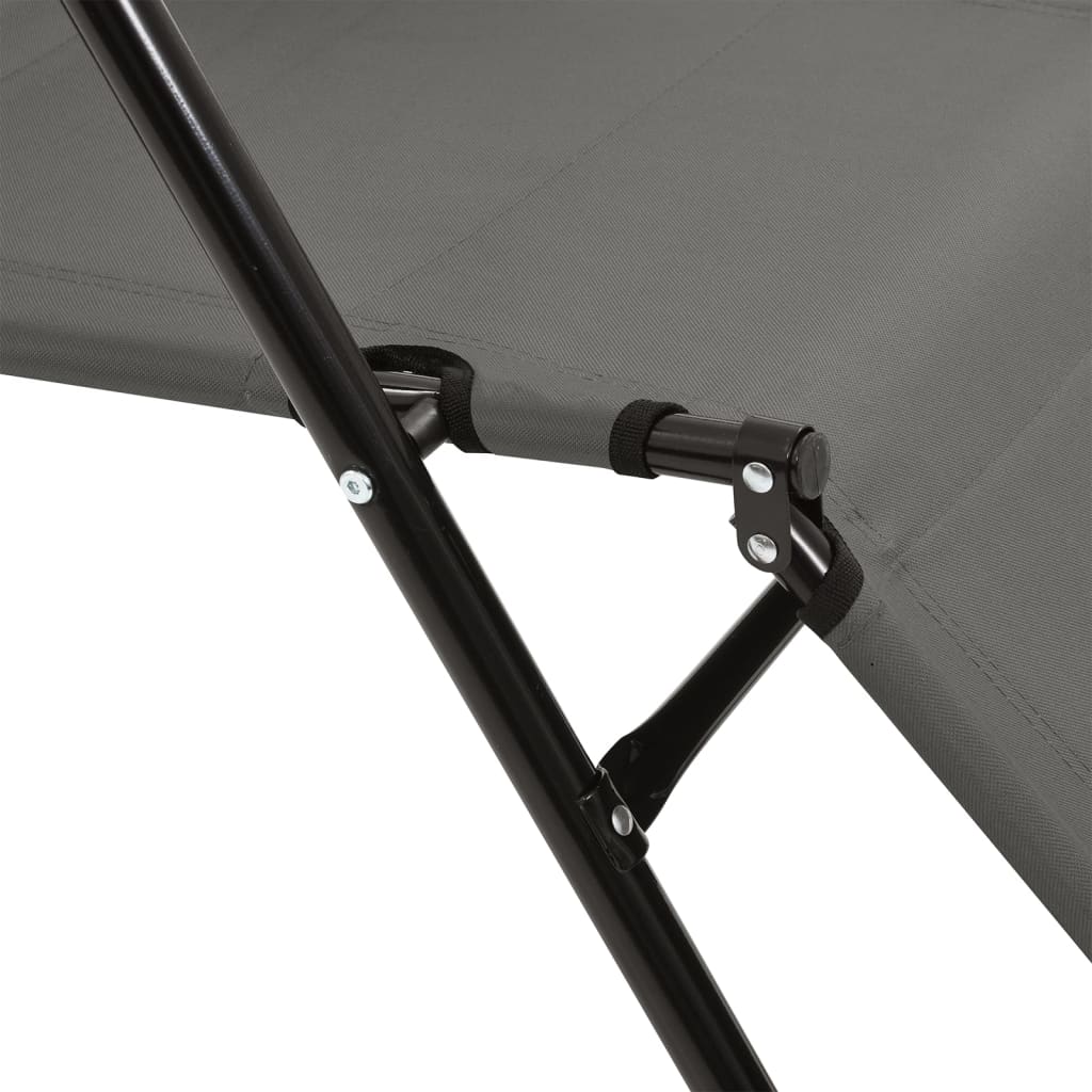 Folding Sun Loungers 2 pcs with Footrest Gray