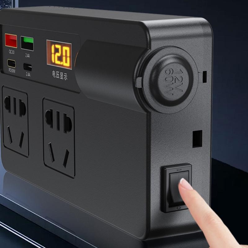 Автомобильный инвертор мощности 120 Вт с портом Type-C PD 30 В и USB-A, от DC12V-24V до 220V, адаптер-розетка в прикуриватель автомобиля, для транспортного средства