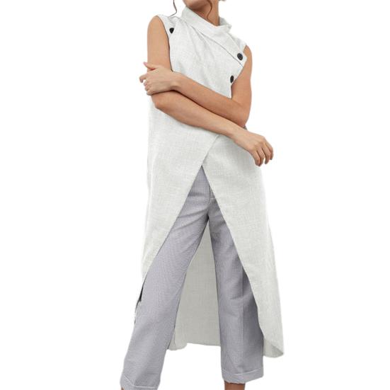 Женская длинная рубашка с крестом, асимметричная летняя однотонная однобортная туника, уличная одежда