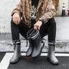 Модный комплект дождевые туфли мужские нескользящие средней высоты водные туфли резиновые сапоги флисовые термо резиновые туфли закрытые рабочие короткие дождевые туфли