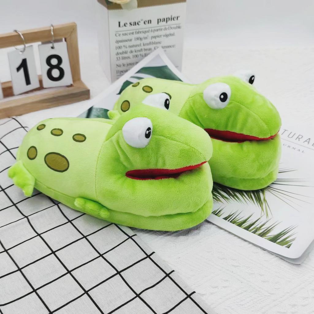 Unisex Home Woman's Shoes Winter New Arrival Funny Soft  Lovely Frog Warm Indoor Plush Slippers Cotton Shoes