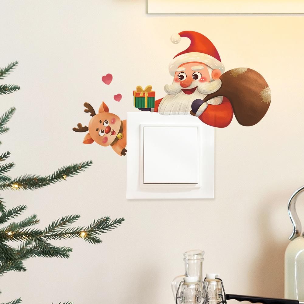 Fun-kg91 Santa Fawn Living Room Entrance Home Beautification Switch Wall Sticker