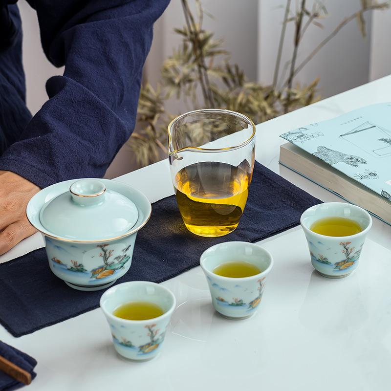 Portable Outdoor Camping Travel Tea Set Ceramic Kuaike Cup Business Souvenir