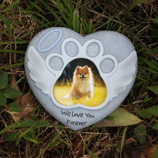 Pet Photo Frame Tombstone Weatherproof Long-Lasting Personalized Pet Memorial Stone Resin Dog Memorial Gift