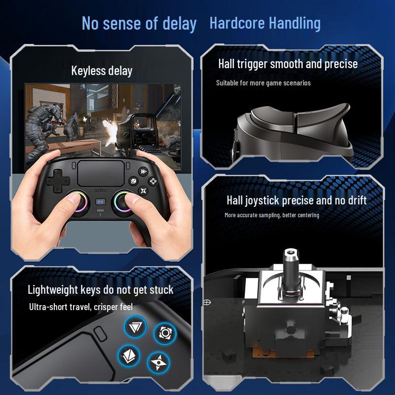 Беспроводной контроллер Cross P4 для PS4: Bluetooth, Шестиосевой, Датчик Холла, Макропрограммирование, RGB-подсветка, Быстрый огонь