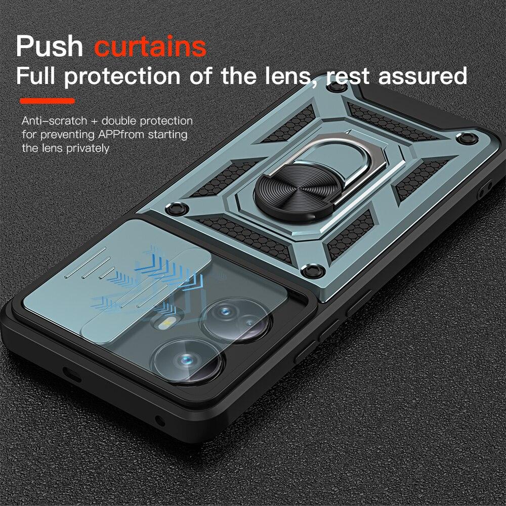 KEYSION Противоударный защитный чехол для Realme 10 Pro + 5G, защитное кольцо для объектива камеры с кольцом-подставкой, чехол для телефона для OPPO Realme 10 Pro
