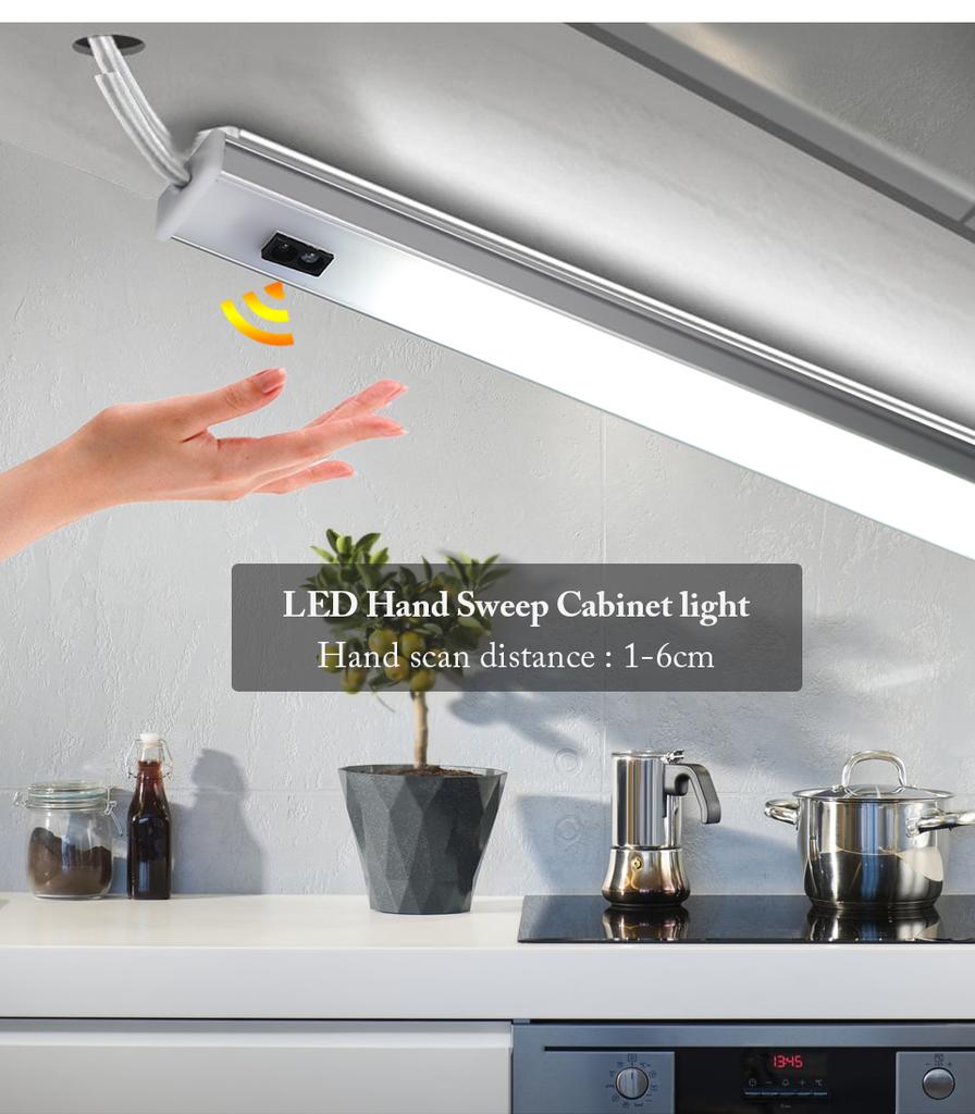 50CM /40CM /30CM LED Bar Light 12V Hand Waving Sensor Lamp Indoor Rigid Strip Under Cabinet Kitchen Lighting