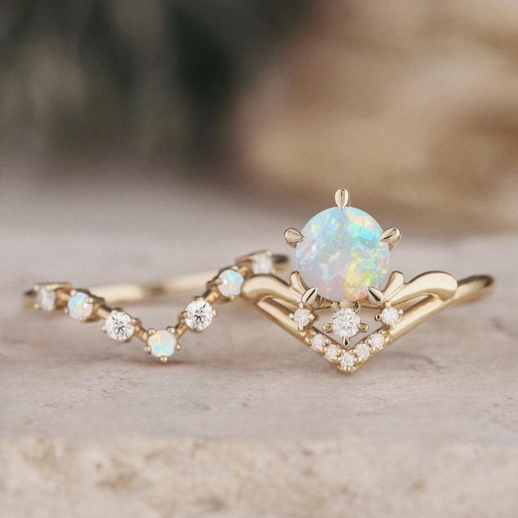 Роскошное кольцо из серебра S925 с покрытием, с белым опалом по краю и белыми бриллиантами, для женщин, винтажная модная корона