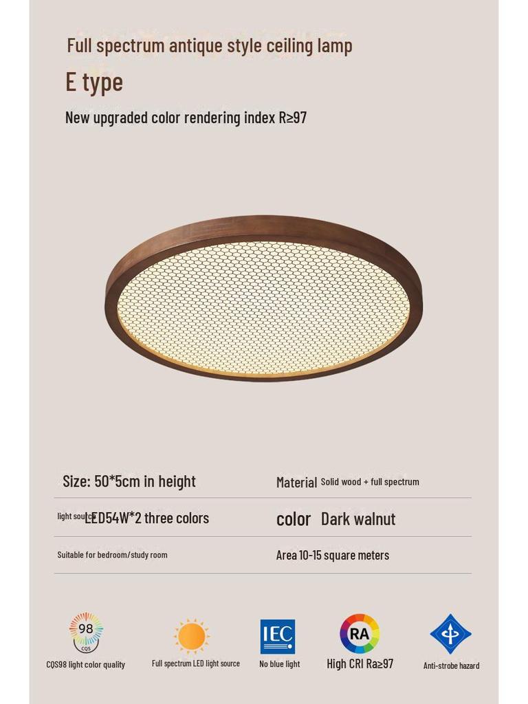 Современный средневековый потолочный светильник из цельного дерева: Черный орех для гостиной, столовой, спальни или кабинета