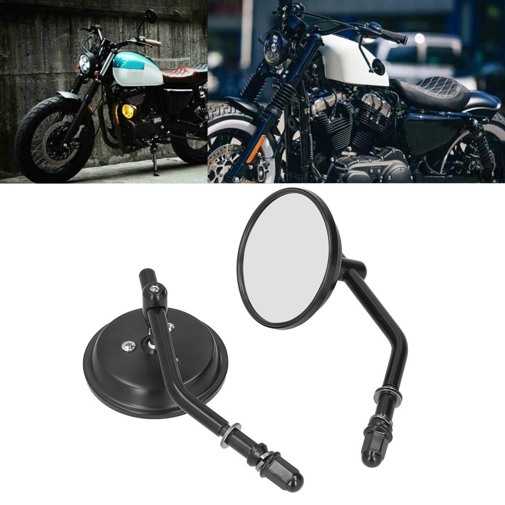 Pair Motorcycle Rearview Mirror Round Retro 8mm Screw Universal Replacement for Rocker C 2008‑2009