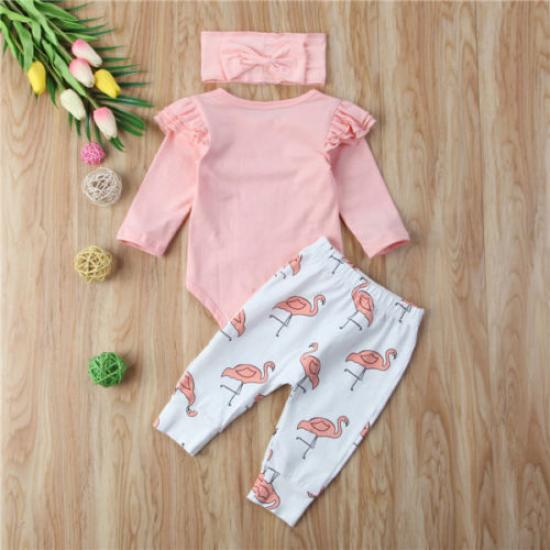 Newborn Baby Girl Clothes Romper T-shirt Top+Pants Leggings Outfits 3PCS Set
