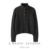Women's Three-Ply Thickened Cashmere Knit Cardigan: Loose, Slimming, Half-High Collar Single-Breasted Outerwear for Autumn and Winter