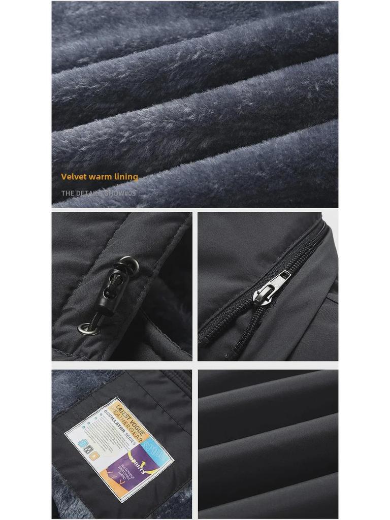 Мужская повседневная ветрозащитная куртка из утолщенного бархата и хлопка — большой размер, теплая для осени и зимы