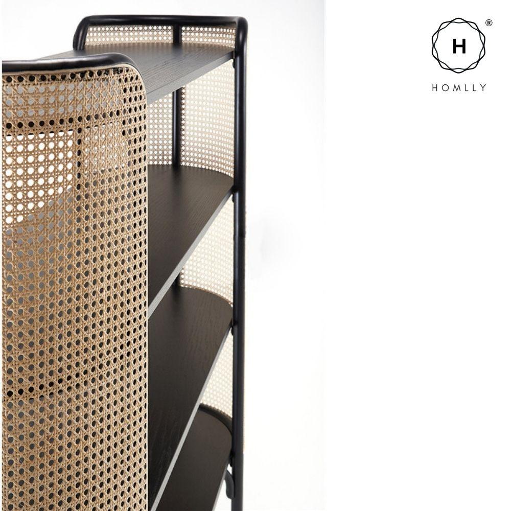 Homlly Natural Rattan Black Solid Wood Display Furniture Sets