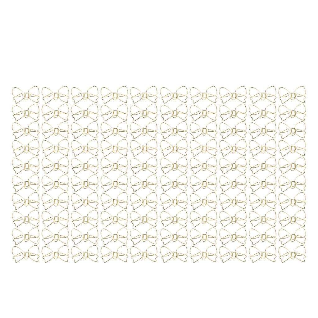 100pcs Cute Paper Clips Non Skid Bow Shape Anti Rust Colorfast Metal Office Paperclips Planner