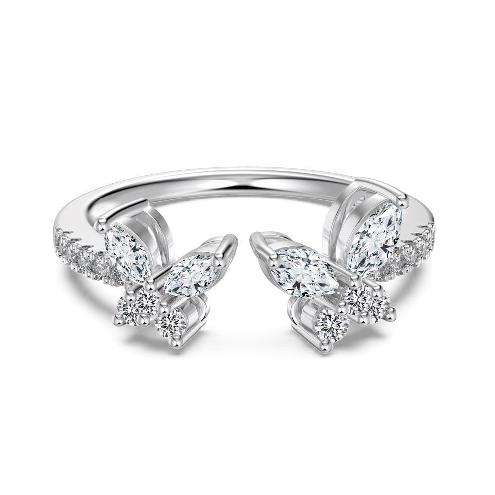 European and American Rings, Women's Niche Light Luxury Bows, Love Silver Rings