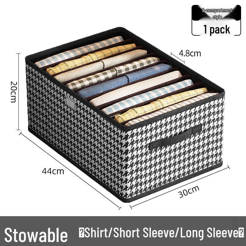 Houndstooth Foldable Clothes Storage Box with Dividers, Large Capacity for Bedroom