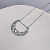 Stylish Lunar Cutout Necklace Stainless Steel Moon Charm Neck Chain Adjustable Length Clavicular Chain for Women Girls