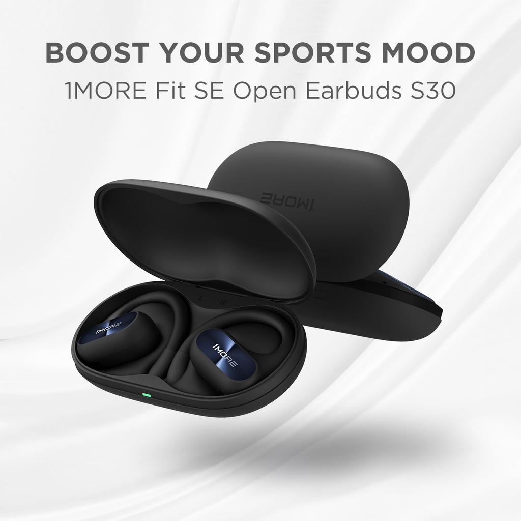 1MORE Fit SE S30 Беспроводные Легкие IPX5 До 30 Часов Bluetooth Эквалайзер Спортивный Стиль Наушники Открытого Типа, (10г), Водонепроницаемый, Время игры, Совместимость с 5.3,