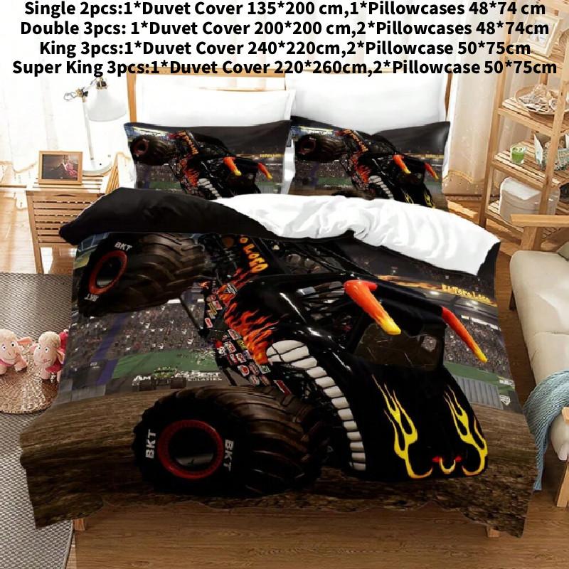 Monster Jam Children Bed Cover Set With Colorful Patterns For Modern Kids Room Decor