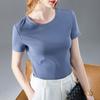 Solid Color Short-sleeved T-shirt for Women's New Women's Solid Color Round Neck Cotton T-shirt To Make You Look Slim and Belly-covering Top