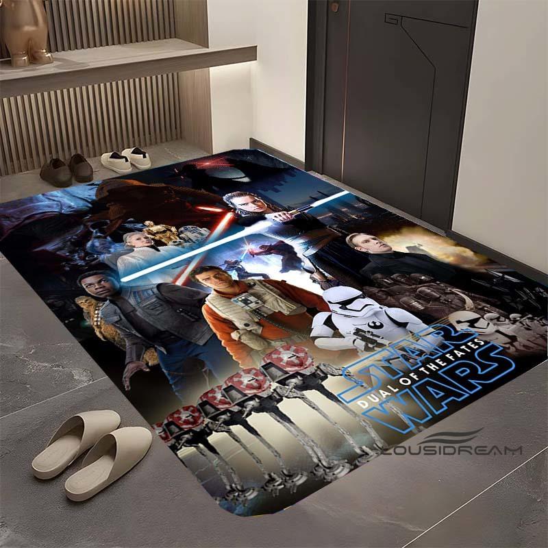 Коврик Star Wars мультяшный, подходит для гостиной, ретро-узор с галактикой, космосом, космическим кораблем, большой нескользящий коврик для прихожей, коврик для ванной, дом