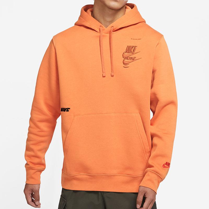 Nike Толстовки Мужские Оранжевые С Капюшоном Умеренные Обычные DM6874-808