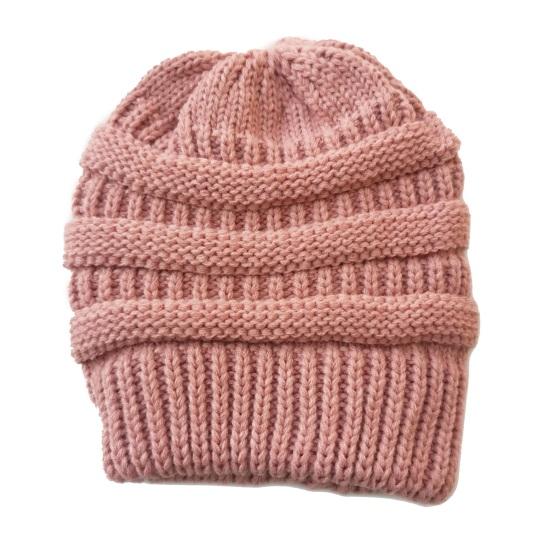 Yousheng Women Knitting Hat Solid Color Ear Protection Thickened Warm Satin Lining Pile Hat Winter Outdoor Riding Headgear