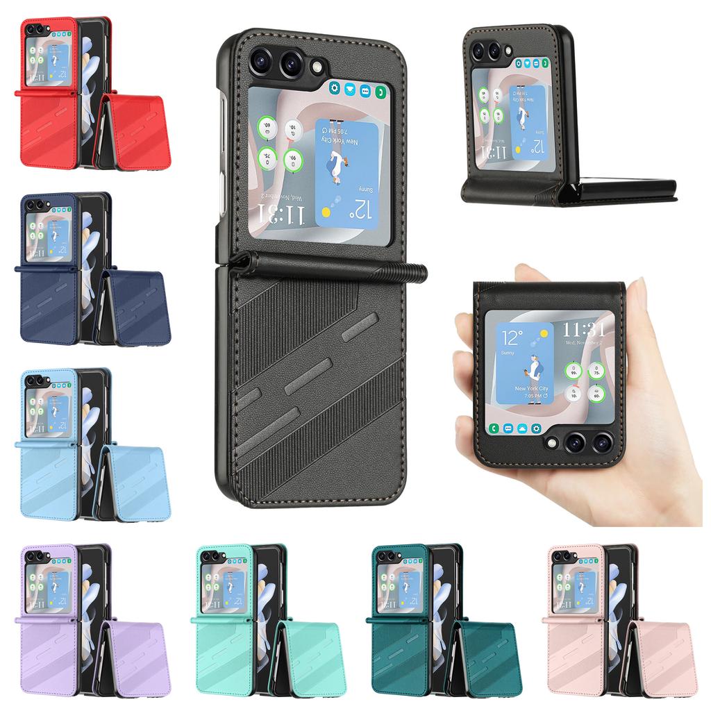 Кожаный флип-чехол для Samsung Galaxy Z Flip 6 Flip6 с отделением для кредитных карт, чехол для телефона, противоударный | Классический дизайн | 8 цветов