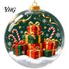Seasonal Home Decor Accessories Christmas 3D Faux Crystal Ball Hanging Ornaments with Warm LED Miniature Winter Scene Lights, Luminous Tree
