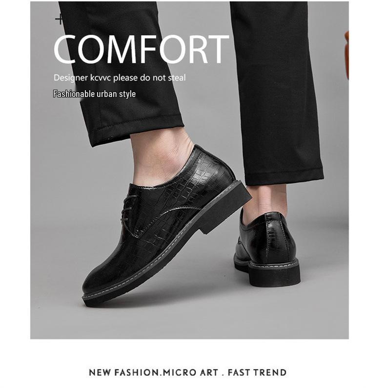 Невидимые мужские кожаные туфли, увеличивающие рост на 5 см - Business Casual, Британский стиль, Мягкая подошва для женихов и свадеб