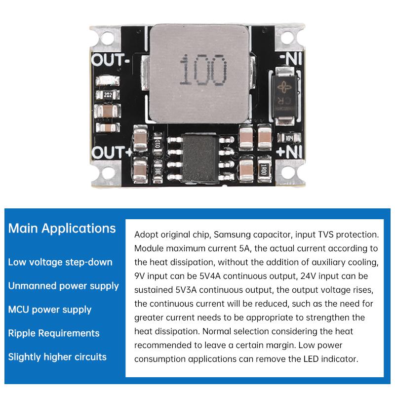 Модуль понижающего преобразователя DC-DC 5A от 6В-40В до 3,3В 5В 12В Высокомощный модуль питания DC с низким уровнем пульсаций Модуль регулятора