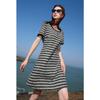 Sancai Plus Size Retro Stripe Knit Short Sleeve Midi Dress